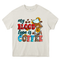 Cream my blood type is coffee Heavy Core Tee - Zillion Design Studio
