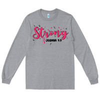 Heather Grey strong joshua 1 9 Long Sleeve Tee - MaliasSmallBusiness
