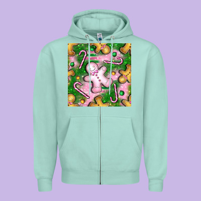 Christmas Smile Gingerbread Cookie Seamless Pattern Bbs Zipper Hoodie Designed By Bundleandbundleshop