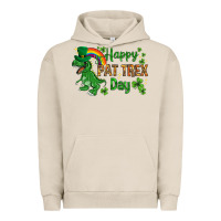Pigment French Oak St. Patrick's Happy Pat T-Rex Day with rainbow Urban Hoodie - HowdyJamesFarm