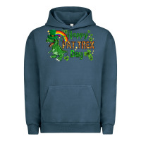 Pigment Midnight Navy St. Patrick's Happy Pat T-Rex Day with rainbow Urban Hoodie - HowdyJamesFarm