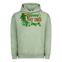 Pigment Oil Green St. Patrick's Happy Pat T-Rex Day with rainbow Urban Hoodie - HowdyJamesFarm