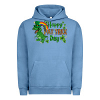 Pigment Pebble Blue St. Patrick's Happy Pat T-Rex Day with rainbow Urban Hoodie - HowdyJamesFarm