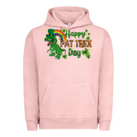 Pigment Salmon St. Patrick's Happy Pat T-Rex Day with rainbow Urban Hoodie - HowdyJamesFarm