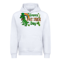 White St. Patrick's Happy Pat T-Rex Day with rainbow Urban Hoodie - HowdyJamesFarm