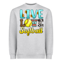 Heather Grey live love softball Heavyweight Sweatshirt - LillyAllenDesigns