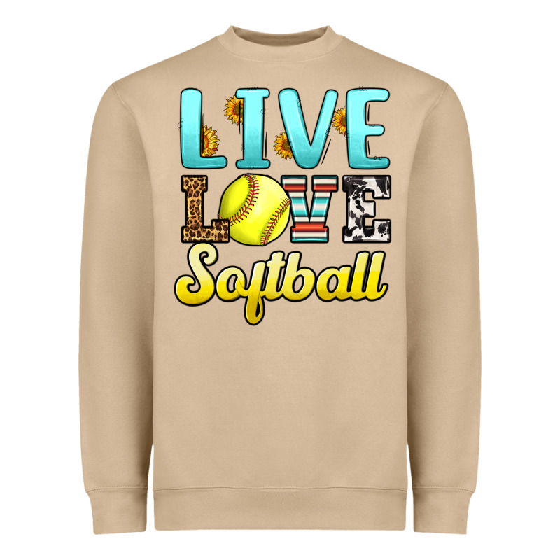 Live Love Softball Heavyweight Sweatshirt by LillyAllenDesigns | Teevron