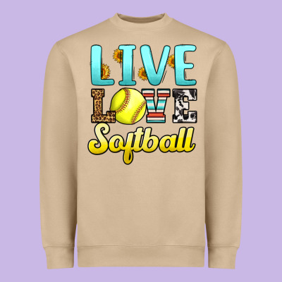 Live Love Softball Heavyweight Sweatshirt Designed By Lillyallendesigns