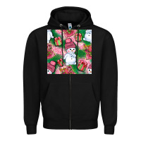 Black cute snowman and gift box with leopard seamless pattern bbs Zipper Hoodie - BundleAndBundleShop