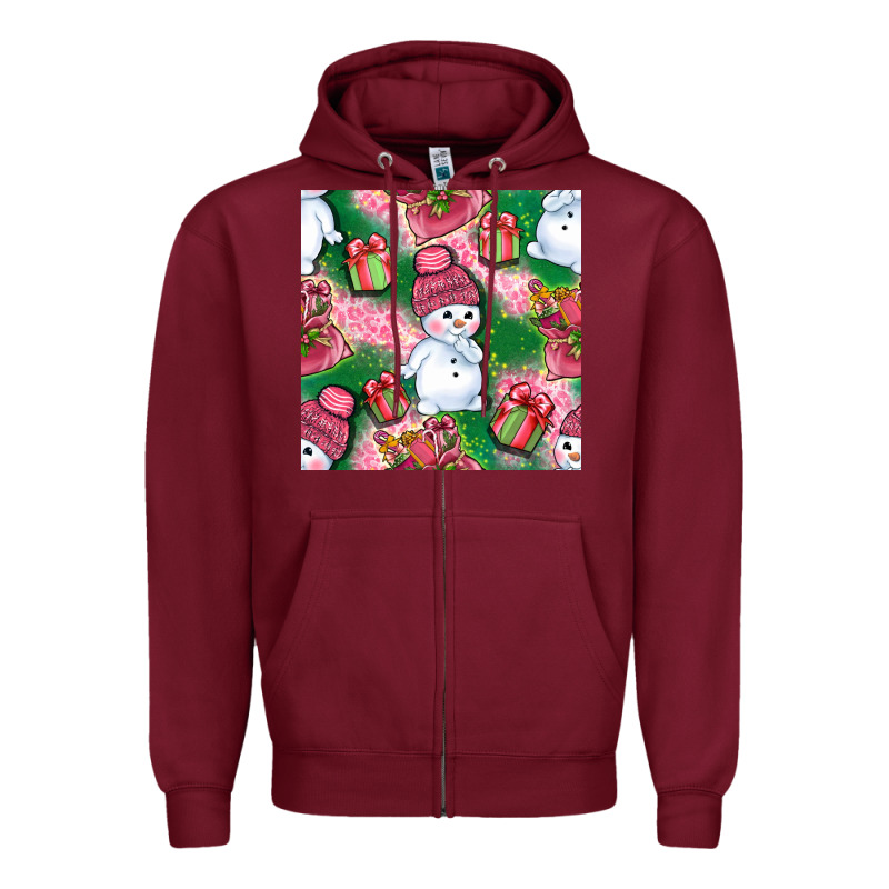 Cute Snowman And Gift Box With Leopard Seamless Pattern Bbs Zipper Hoodie by BundleAndBundleShop | Teevron