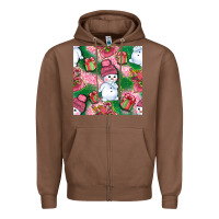 Chestnut cute snowman and gift box with leopard seamless pattern bbs Zipper Hoodie - BundleAndBundleShop