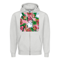 Dove Grey cute snowman and gift box with leopard seamless pattern bbs Zipper Hoodie - BundleAndBundleShop