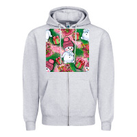 Heather Grey cute snowman and gift box with leopard seamless pattern bbs Zipper Hoodie - BundleAndBundleShop