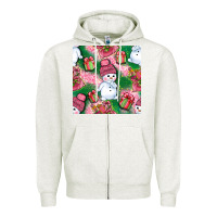 Oatmeal Heather cute snowman and gift box with leopard seamless pattern bbs Zipper Hoodie - BundleAndBundleShop