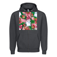 Smoke cute snowman and gift box with leopard seamless pattern bbs Zipper Hoodie - BundleAndBundleShop