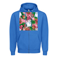 True Royal cute snowman and gift box with leopard seamless pattern bbs Zipper Hoodie - BundleAndBundleShop