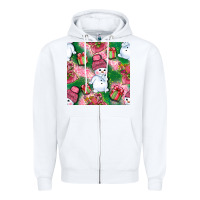White cute snowman and gift box with leopard seamless pattern bbs Zipper Hoodie - BundleAndBundleShop