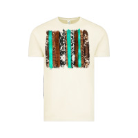 Vintage Arctic western cowhide wood and turquoise glitter brushstrokes Vintage Tee - Artiststas