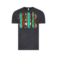 Vintage Black western cowhide wood and turquoise glitter brushstrokes Vintage Tee - Artiststas