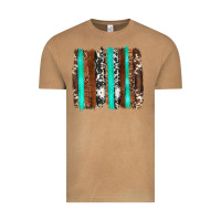 Vintage Camel western cowhide wood and turquoise glitter brushstrokes Vintage Tee - Artiststas