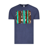 Vintage Denim western cowhide wood and turquoise glitter brushstrokes Vintage Tee - Artiststas