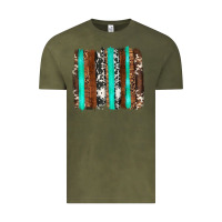 Vintage Olive western cowhide wood and turquoise glitter brushstrokes Vintage Tee - Artiststas