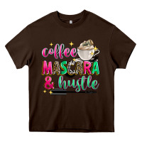 Chocolate Brown coffee mascara and hustle Heavy Core Tee - Zillion Design Studio