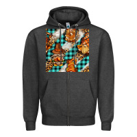 Charcoal Heather thanksgiving gnomies with leopard and tartan seamless pattern bbs Zipper Hoodie - BundleAndBundleShop