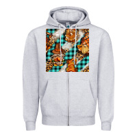 Heather Grey thanksgiving gnomies with leopard and tartan seamless pattern bbs Zipper Hoodie - BundleAndBundleShop