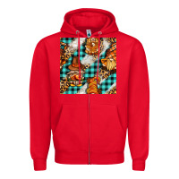 Red thanksgiving gnomies with leopard and tartan seamless pattern bbs Zipper Hoodie - BundleAndBundleShop