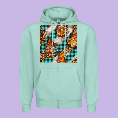 Thanksgiving Gnomies With Leopard And Tartan Seamless Pattern Bbs Zipper Hoodie Designed By Bundleandbundleshop