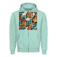 Seafoam thanksgiving gnomies with leopard and tartan seamless pattern bbs Zipper Hoodie - BundleAndBundleShop