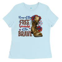 Baby Blue home of the free because of the brave Ladies Tee - Zillion Design Studio