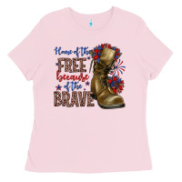 Bubblegum Pink home of the free because of the brave Ladies Tee - Zillion Design Studio