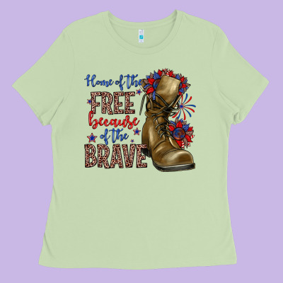 Home Of The Free Because Of The Brave Ladies Tee Designed By Zillion Design Studio