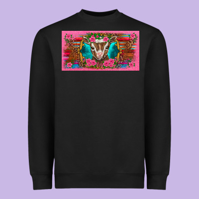 Western Baby Boer Goat Pink Flowers Serape Leopard Pink Glitter Patter Heavyweight Sweatshirt Designed By Barkaloodesign
