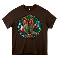 Chocolate Brown Christmas Cowboy Boots Heavy Core Tee - RanaPortraitStore