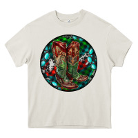 Cream Christmas Cowboy Boots Heavy Core Tee - RanaPortraitStore