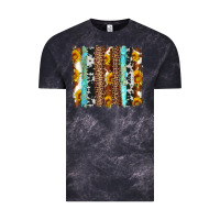 Cloud Black western cowhide leopard turquoise brushstrokes Vintage Tee - Artiststas
