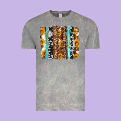 Western Cowhide Leopard Turquoise Brushstrokes Vintage Tee Designed By Artiststas