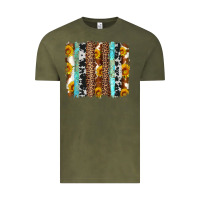 Vintage Olive western cowhide leopard turquoise brushstrokes Vintage Tee - Artiststas