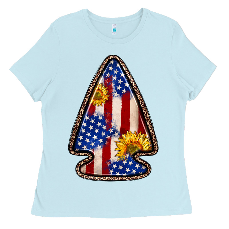 American Flag Sunflower Arrowhead Ladies Tee by Zillion Design Studio | Teevron