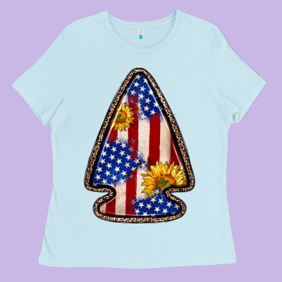 American Flag Sunflower Arrowhead Ladies Tee Designed By Zillion Design Studio
