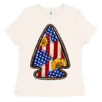 Bone American flag sunflower arrowhead Ladies Tee - Zillion Design Studio