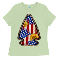 Matcha American flag sunflower arrowhead Ladies Tee - Zillion Design Studio