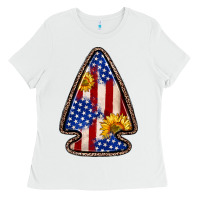 White American flag sunflower arrowhead Ladies Tee - Zillion Design Studio
