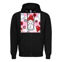 Black cute snowman and snow flakes seamless pattern bbs Zipper Hoodie - BundleAndBundleShop