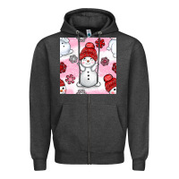 Charcoal Heather cute snowman and snow flakes seamless pattern bbs Zipper Hoodie - BundleAndBundleShop
