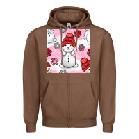 Chestnut cute snowman and snow flakes seamless pattern bbs Zipper Hoodie - BundleAndBundleShop