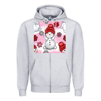 Heather Grey cute snowman and snow flakes seamless pattern bbs Zipper Hoodie - BundleAndBundleShop